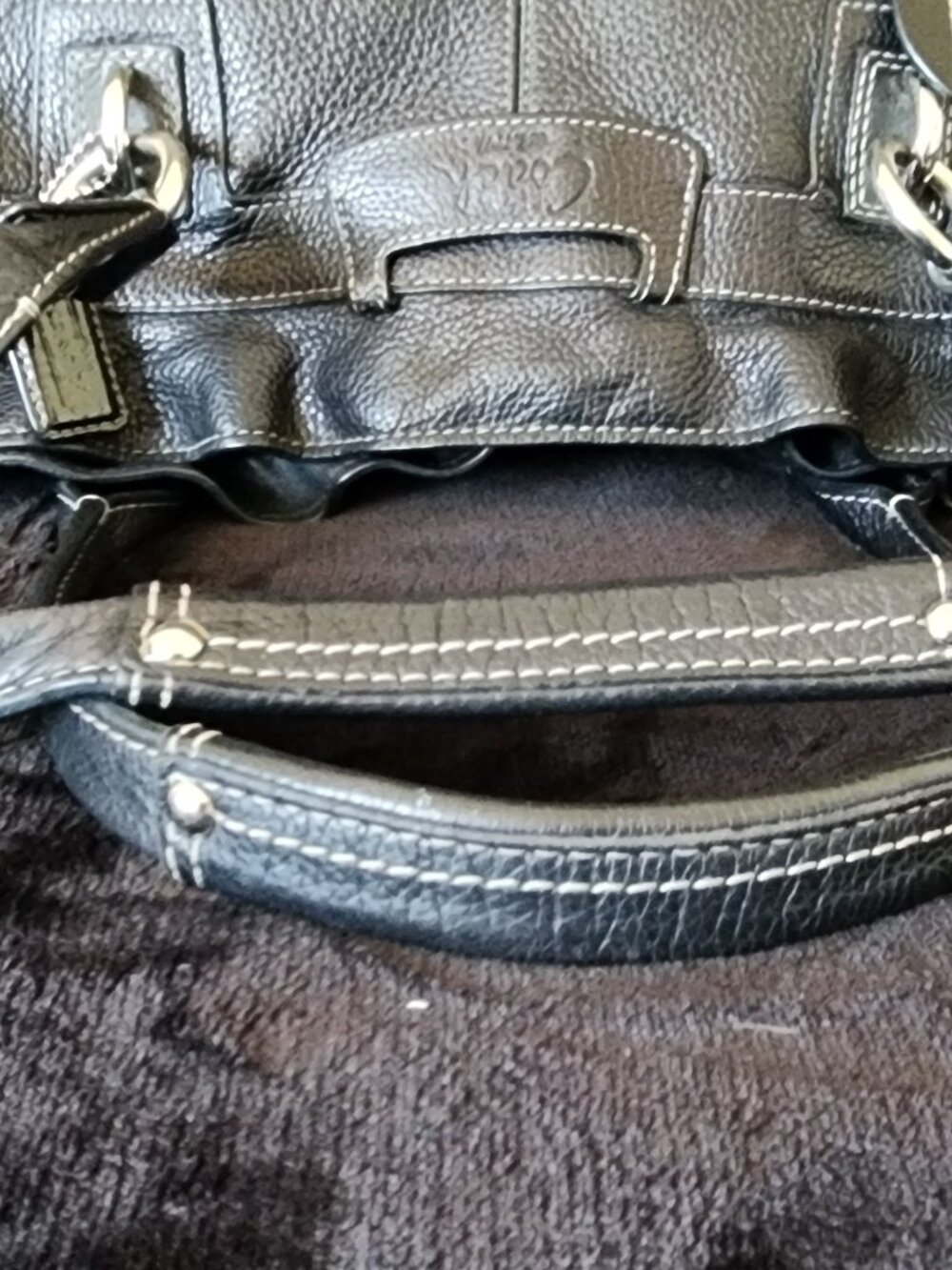 Coach Penelope Black Pebbled Leather Satchel Shoulder Bag - Picture 7 of 11